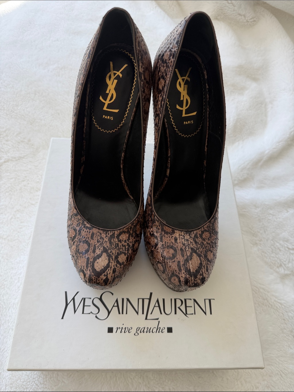 Ysl Snakeskin Embossed Tribtoo Pumps